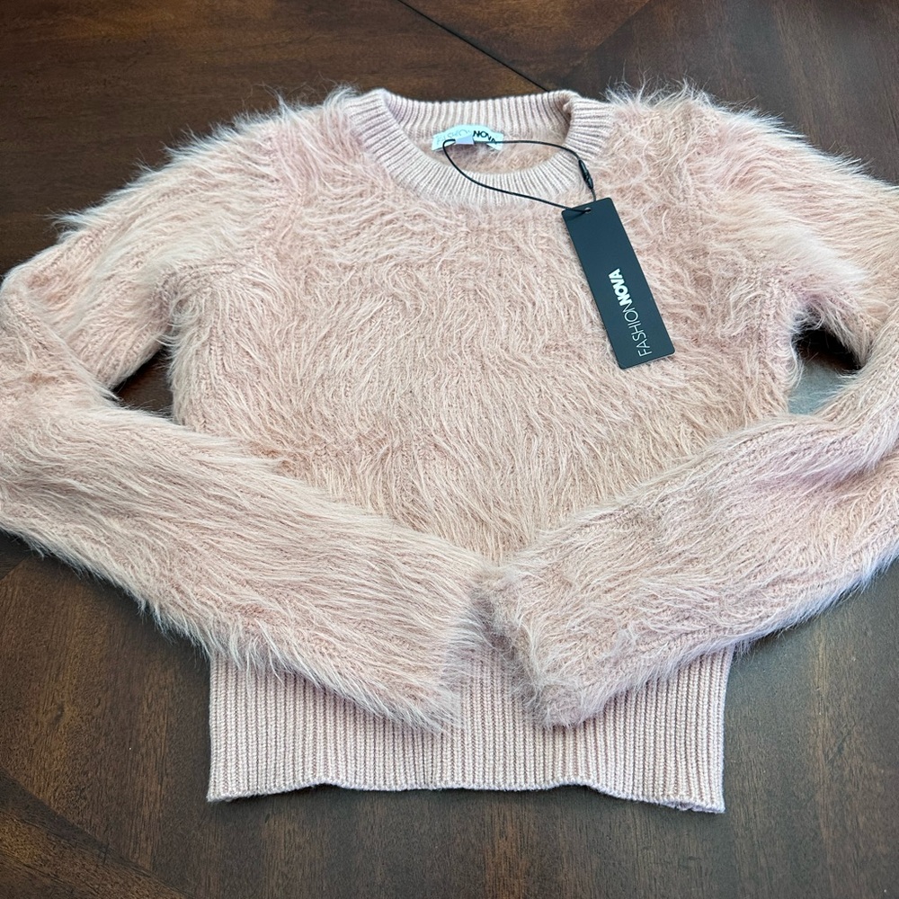 NWT Fashion Nova Blush Winter Chill Soft Fuzzy Sweater XS